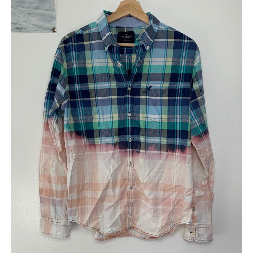 American Eagle bleach dyed flannel